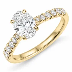 oval lab grown diamant ring i 14 karat guld 1,0 ct 0,34 ct