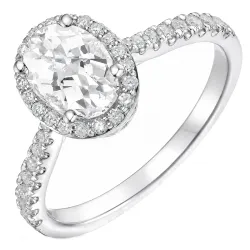 oval lab grown diamant ring i 14 karat hvidguld 1,0 ct 0,33 ct