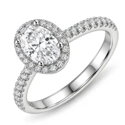 oval lab grown diamant ring i 14 karat hvidguld 1,0 ct 0,33 ct