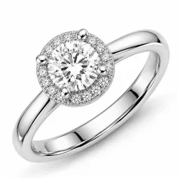 lab grown diamant ring i 14 karat hvidguld 0,85 ct 0,08 ct