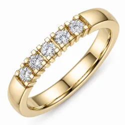5 x 0,05 ct lab grown diamant alliancering i 14 karat guld 0,25 ct