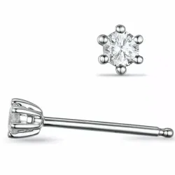 2 x 0,20 ct lab grown diamant solitaireørestikker i 14 karat hvidguld med lab grown diamant 