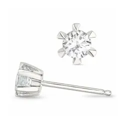 2 x 0,10 ct lab grown diamant solitaireørestikker i 14 karat hvidguld med lab grown diamant 