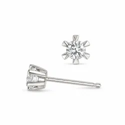 2 x 0,10 ct lab grown diamant solitaireørestikker i 14 karat hvidguld med lab grown diamant 