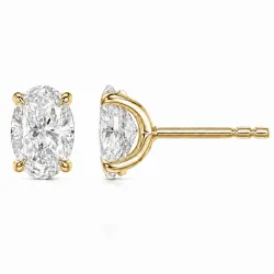 2 x 1 ct lab grown diamant solitaireørestikker i 14 karat guld med lab grown diamant (CVD) 
