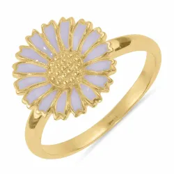 12 mm marguerit lilla ring i forgyldt sølv - Marie