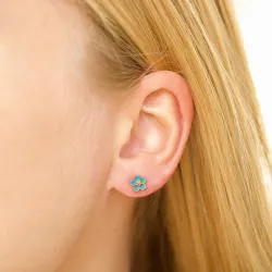 6,5 mm marguerit blå ørestikker i forgyldt sølv - Majse