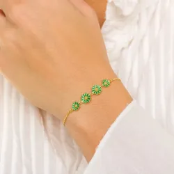marguerit mørk grøn armbånd i forgyldt sølv - Maggie
