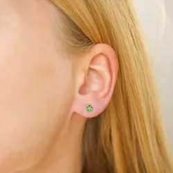 4,5 mm marguerit mørkegrønne øreringe i forgyldt sølv - Majse