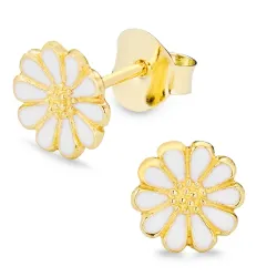 marguerit øreringe i forgyldt sølv