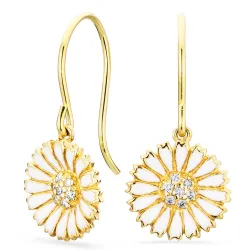 marguerit øreringe i forgyldt sølv