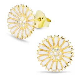 11,5 mm marguerit øreringe i forgyldt sølv