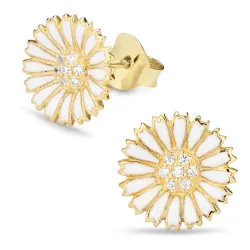 11,5 mm marguerit øreringe i forgyldt sølv - Marie