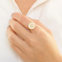 marguerit zirkon ring i forgyldt sølv - Marie