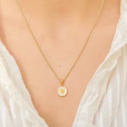 11 mm marguerit vedhæng i forgyldt sølv - Marie