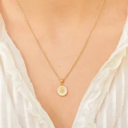 12 mm marguerit vedhæng i forgyldt sølv - Marie