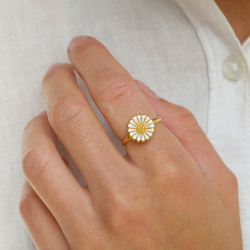 12 mm marguerit ring i forgyldt sølv