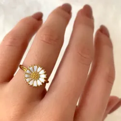 12 mm marguerit ring i forgyldt sølv