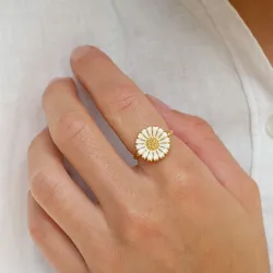15 mm marguerit ring i forgyldt sølv - Marie