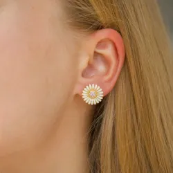 14,5 mm marguerit øreringe i forgyldt sølv - Matilda