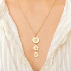 langt marguerit vedhæng i forgyldt sølv - Marie