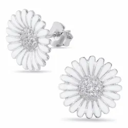 14,5 mm marguerit ørestikker i rhodineret sølv - Matilda