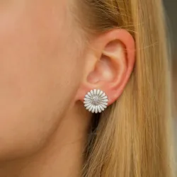 14,5 mm marguerit ørestikker i rhodineret sølv - Matilda