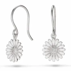 10 mm marguerit øreringe i rhodineret sølv - Matilda