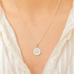 14 mm marguerit zirkon halskæde i sølv - Matilda