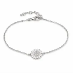 10 mm marguerit ankerarmbånd i rhodineret sølv med margueritvedhæng i sølv - Matilda