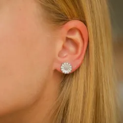 12 mm marguerit ørestikker i rhodineret sølv - Marie