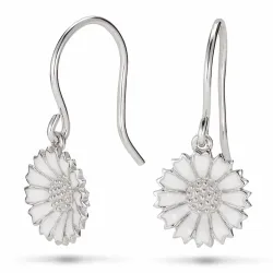 12 mm marguerit øreringe i rhodineret sølv - Marie