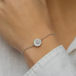 12 mm marguerit ankerarmbånd i rhodineret sølv - Marie