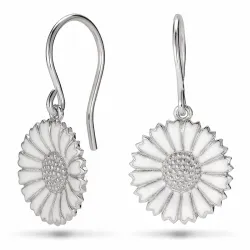 15 mm marguerit øreringe i rhodineret sølv - Marie