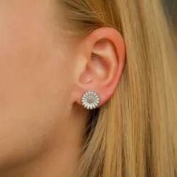 12 mm marguerit øreringe i rhodineret sølv - Marie