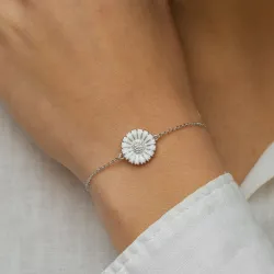 14 mm marguerit ankerarmbånd i rhodineret sølv med margueritvedhæng i rhodineret sølv - Marie