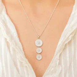 langt marguerit vedhæng i rhodineret sølv - Marie