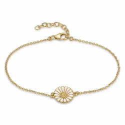 12 mm marguerit armbånd i forgyldt sølv med margueritvedhæng i forgyldt - Marie