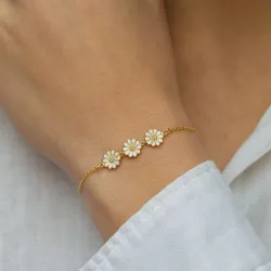 marguerit hvid armbånd i forgyldt sølv - Maggie