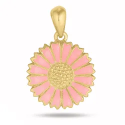 15 mm marguerit pink vedhæng i forgyldt sølv - Marie