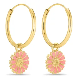 18 mm marguerit pink creoler i forgyldt sølv - Marie
