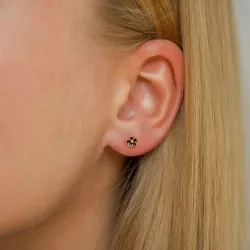 5 mm marguerit sorte ørestikker i forgyldt sølv - Majse