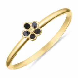5 mm marguerit sort ring i forgyldt sølv - Majse