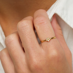 4,5 mm marguerit blå ring i forgyldt sølv - Majse