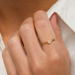 5 mm marguerit lilla ring i forgyldt sølv - Majse