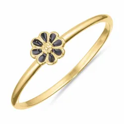 5 mm marguerit sort ring i forgyldt sølv - Maggie