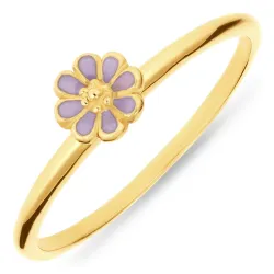 5 mm marguerit lilla ring i forgyldt sølv - Maggie