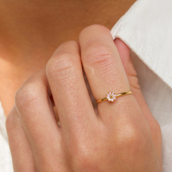 5 mm marguerit lilla ring i forgyldt sølv - Maggie