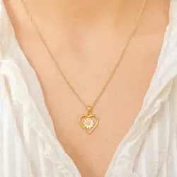 hjerte marguerit vedhæng i forgyldt sølv - Maggie