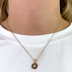 11 mm marguerit zirkon vedhæng med halskæde i forgyldt sølv - Matilda